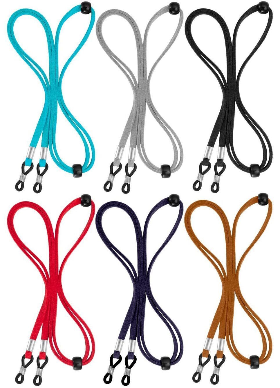 8024 Adjustable Eyeglass Holder Straps, 6 Pcs Premium Leather Glasses